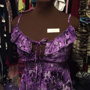 Purple print high low dress